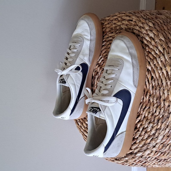 Nike x J.Crew Mens Killshot 2 Cream Leather Sneakers‎ Navy Stripe/Gum Soles 12.5 - Picture 1 of 9